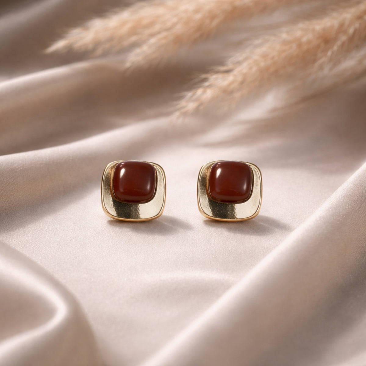 Bronze Block Earrings