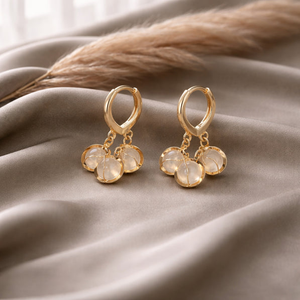 Pearl Drop Huggie Earrings