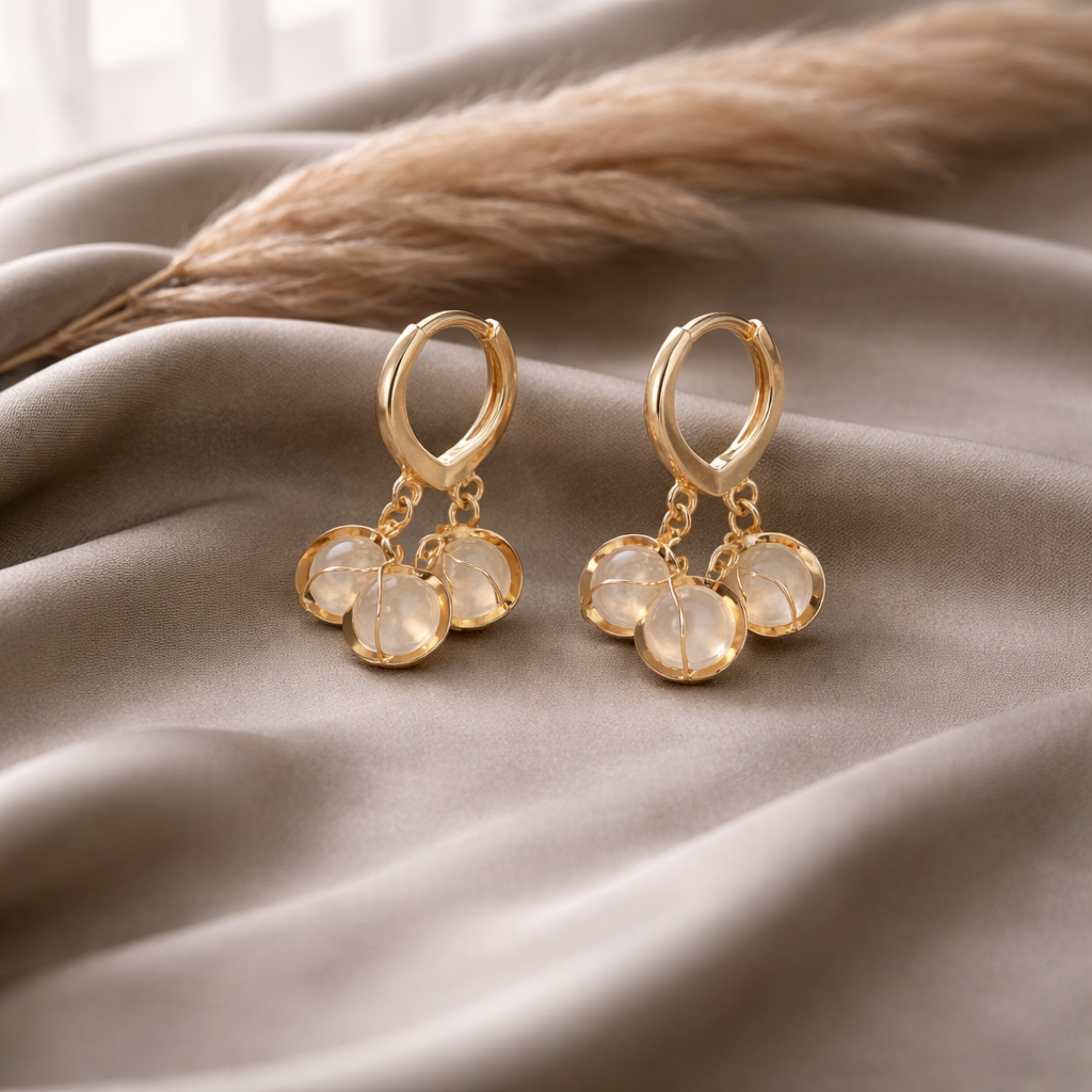 Pearl Drop Huggie Earrings