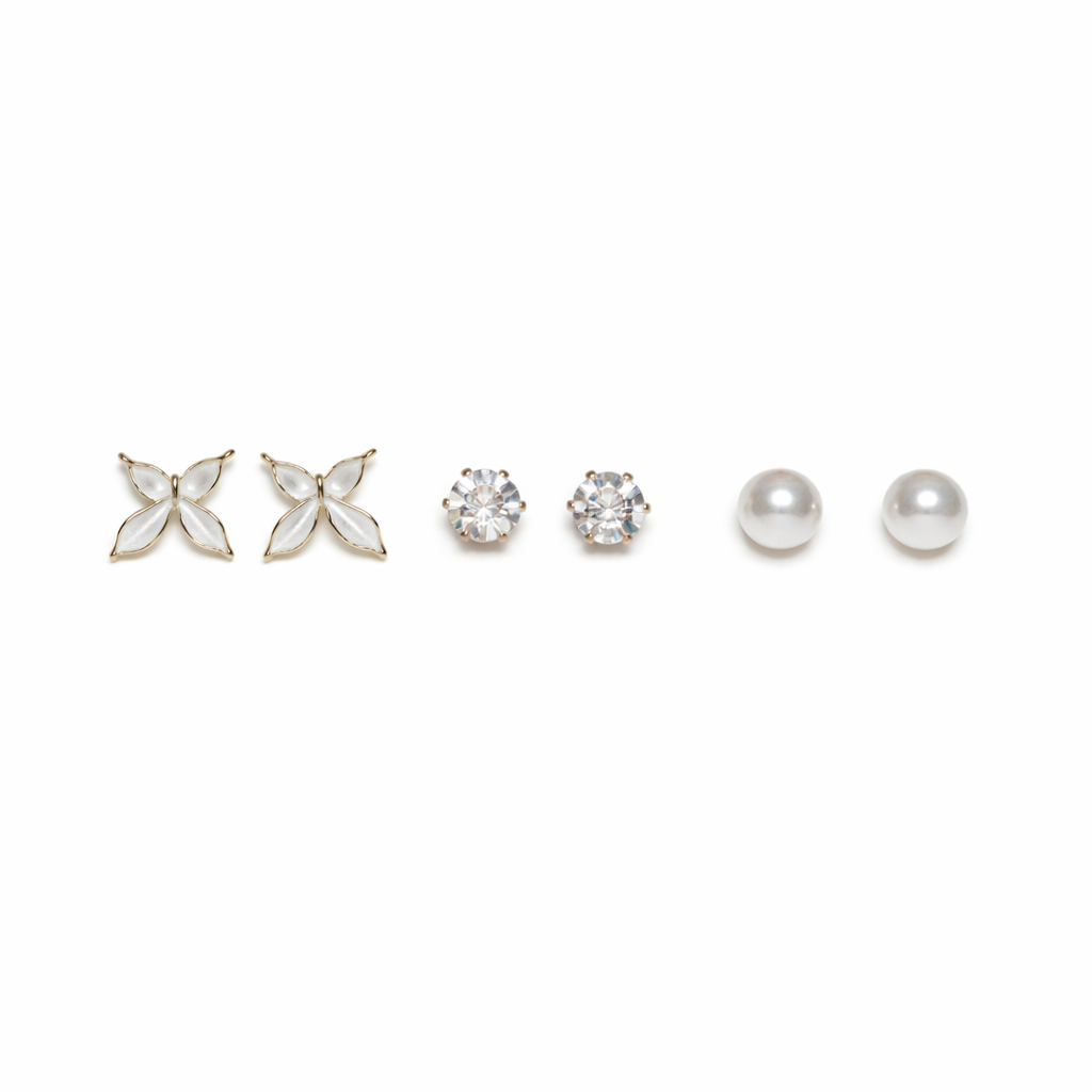 Pearl Butterfly Stud Set