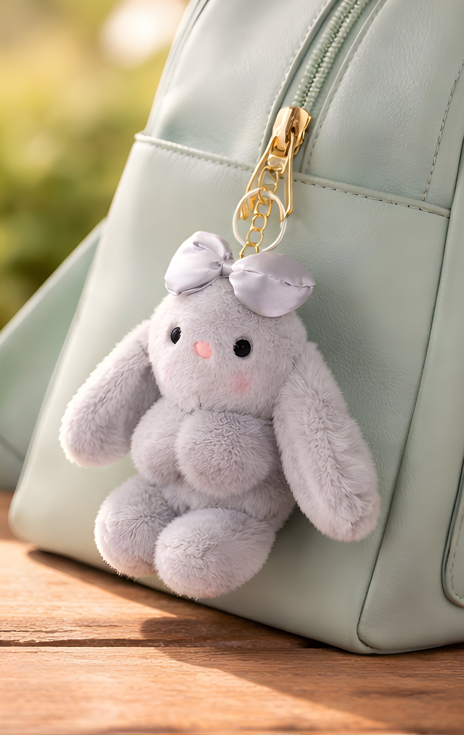 Grey Bow Bunny Plush