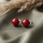 Red Stone Cushion Stud