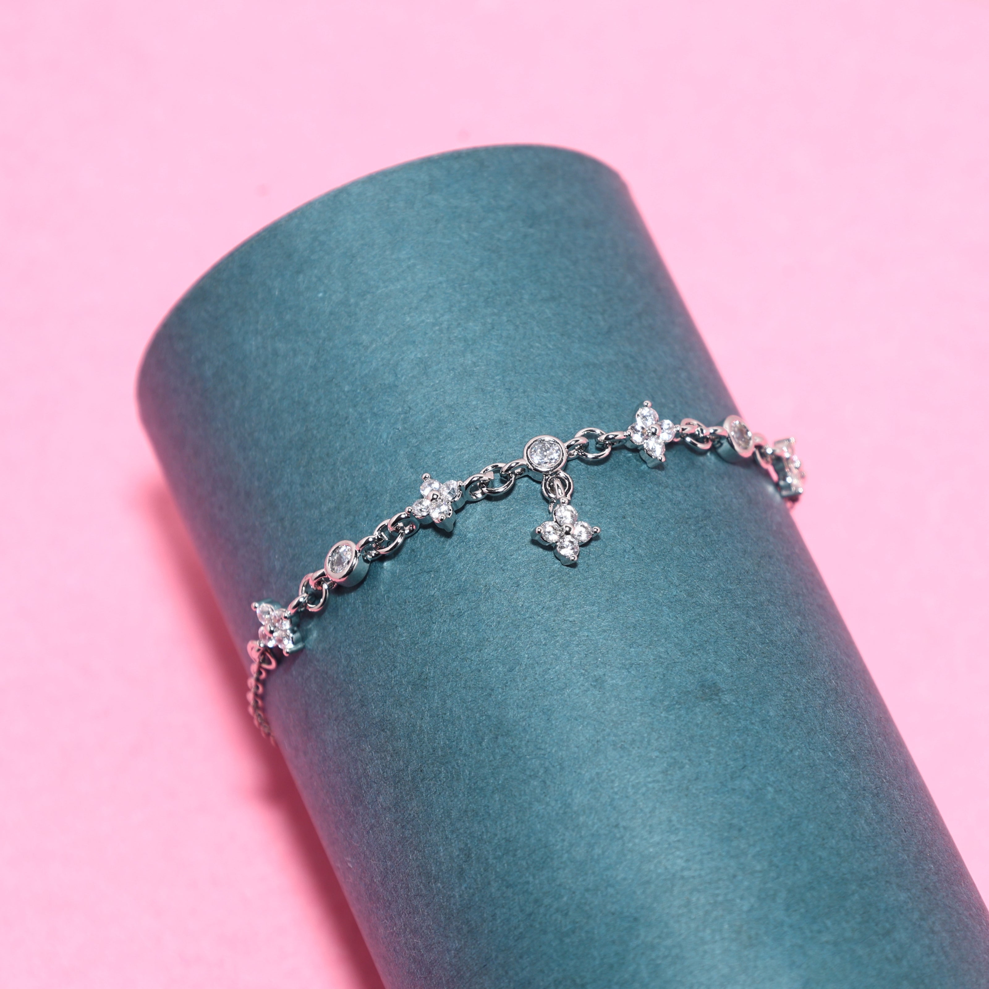 Silver Bloom Sparkle Bracelet