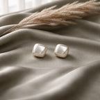 White Pearl Cushion Stud