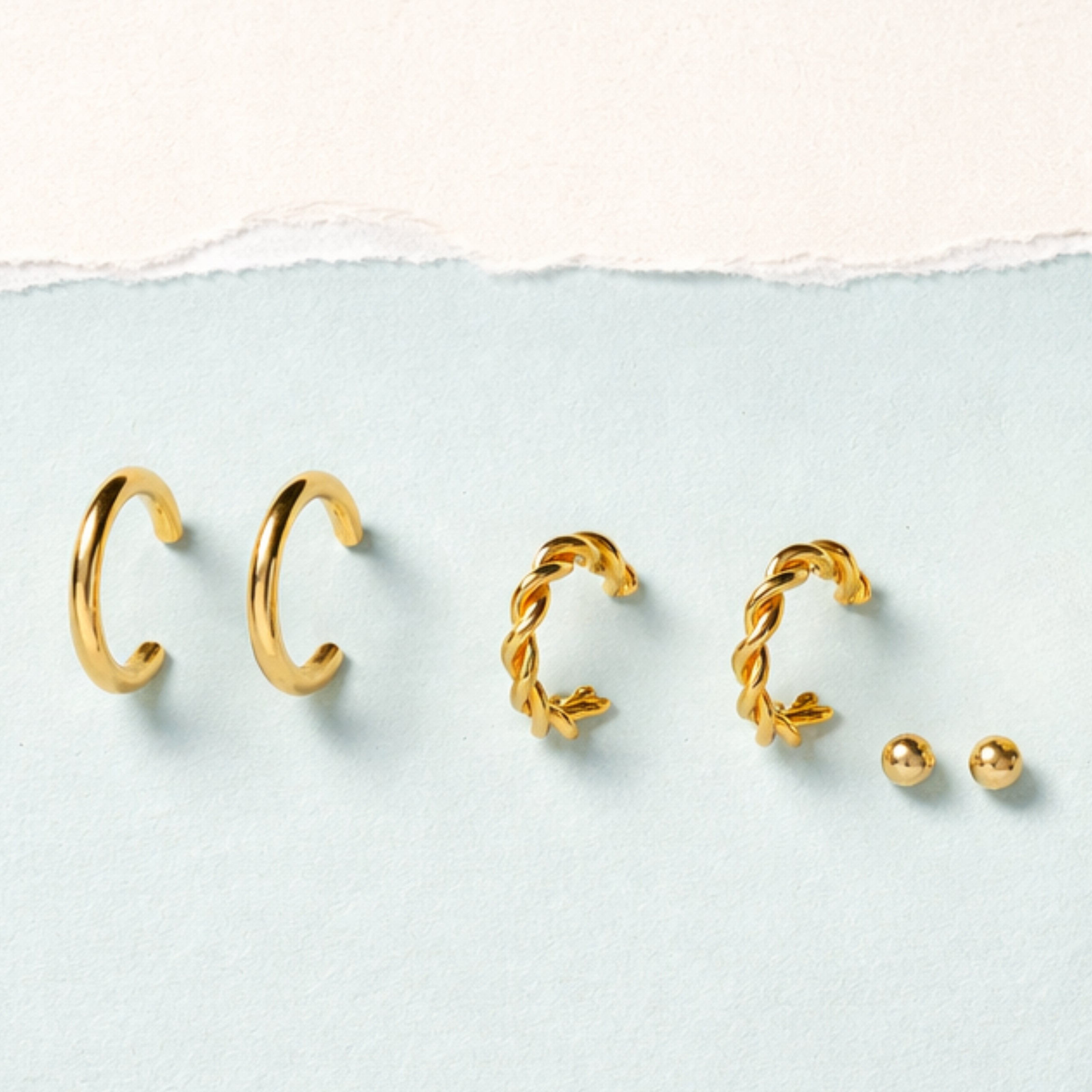 Spiral Hoop & Gold Stud Set