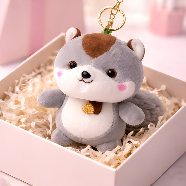 Nutty Grey Squirrel Plush Charm