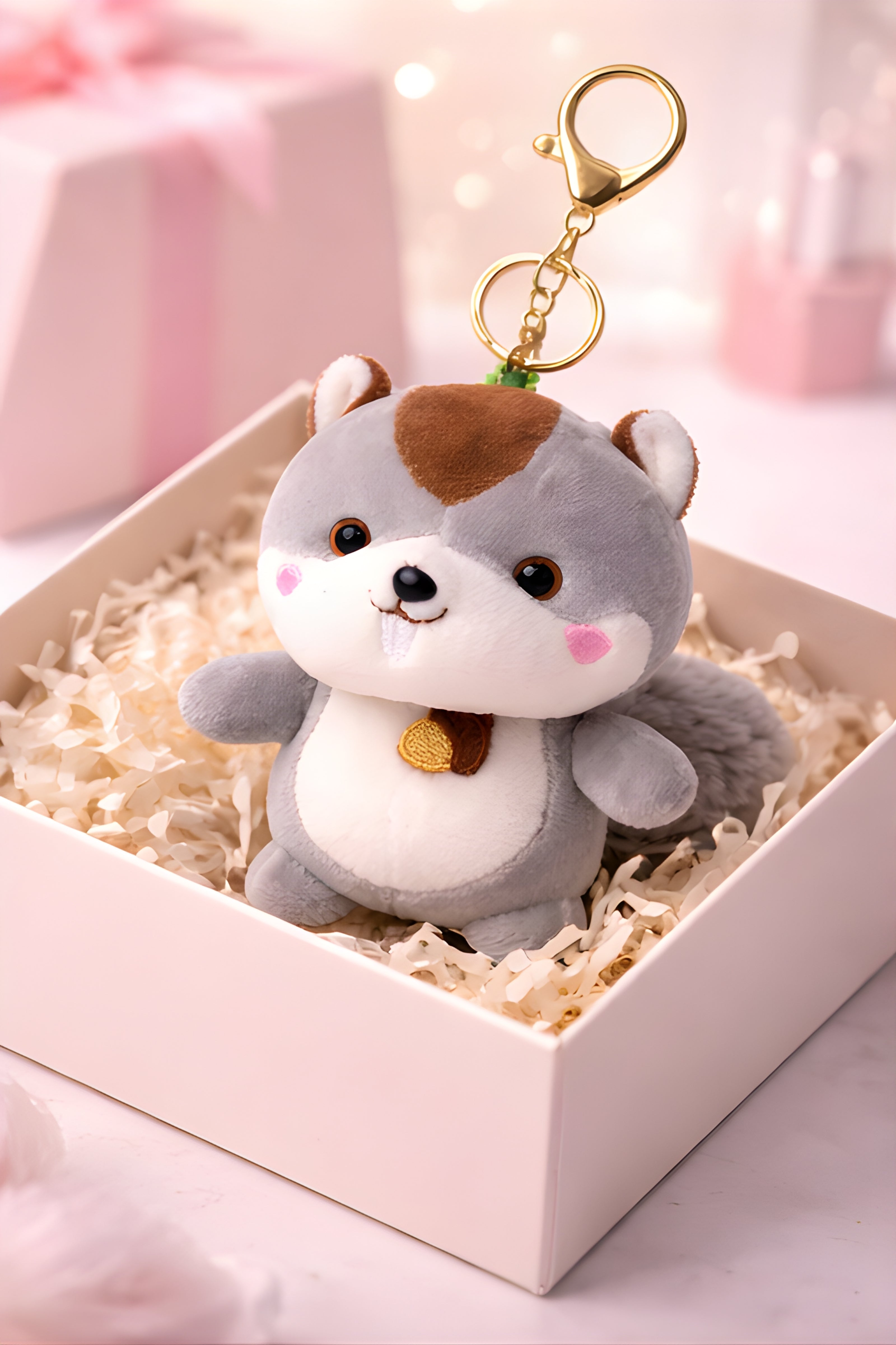 Nutty Grey Squirrel Plush Charm