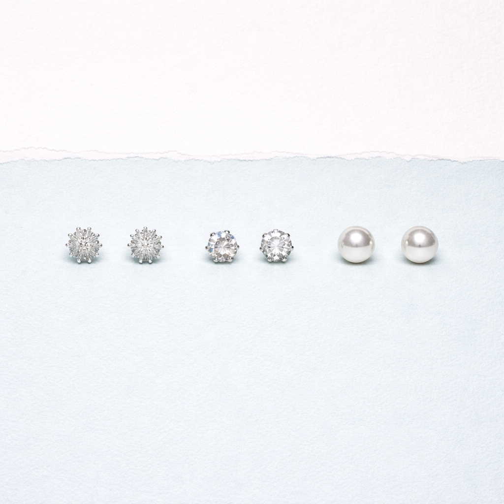 Silver Coral Stud Set