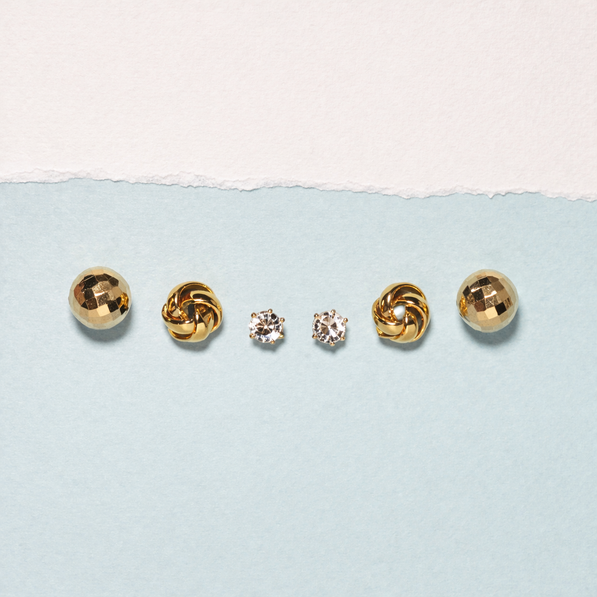 Golden Sphere Knot Stud Set