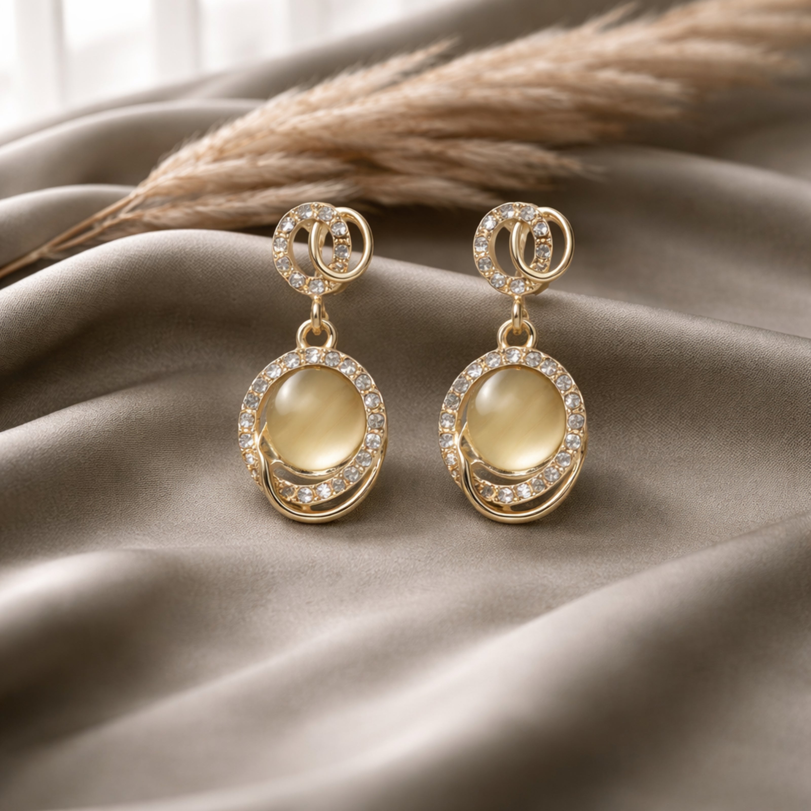 Golden Orbit Drop Earrings