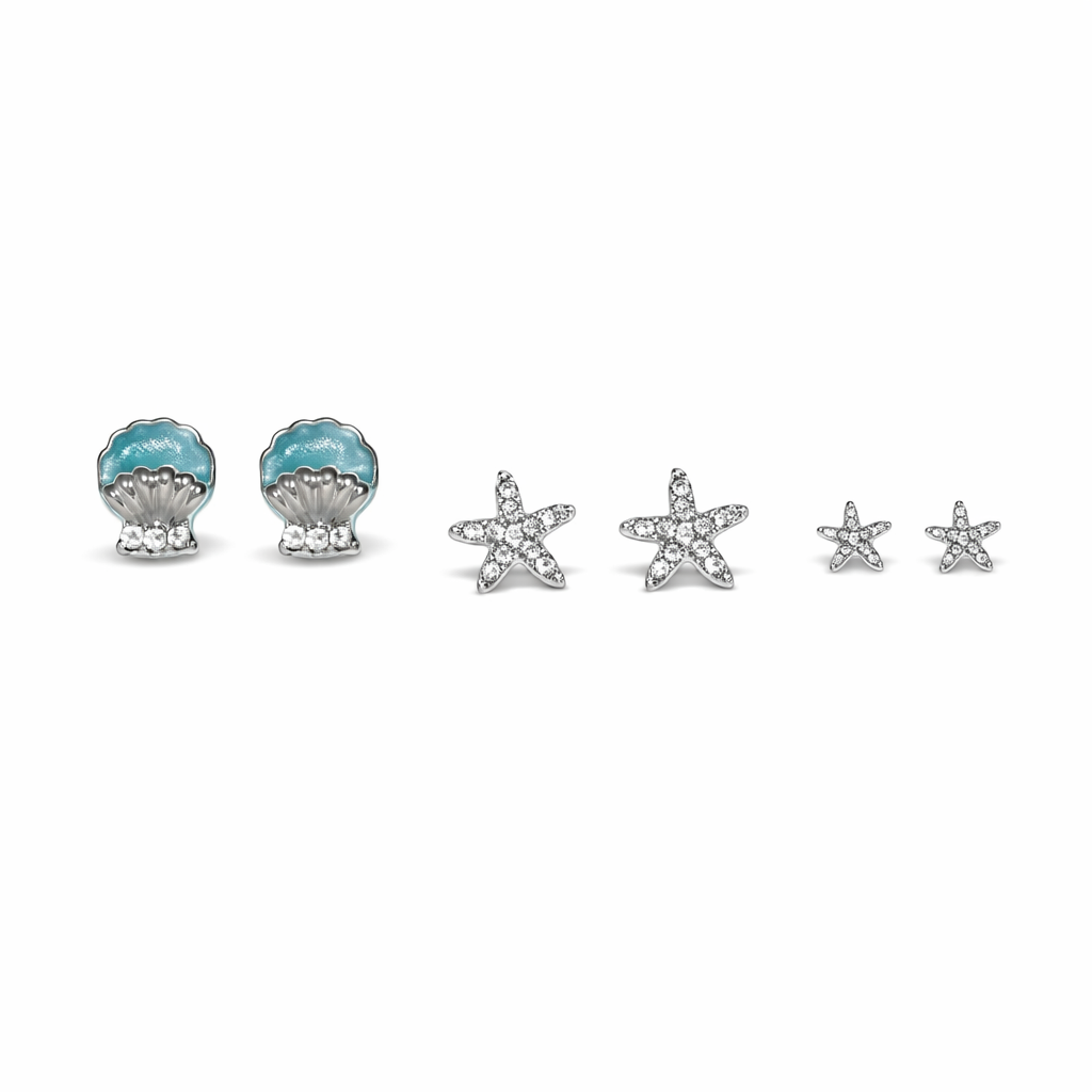 Sea Sparkle Seashell Stud Set