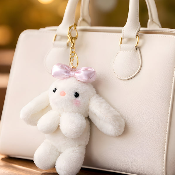 Ivory Bow Bunny Plush