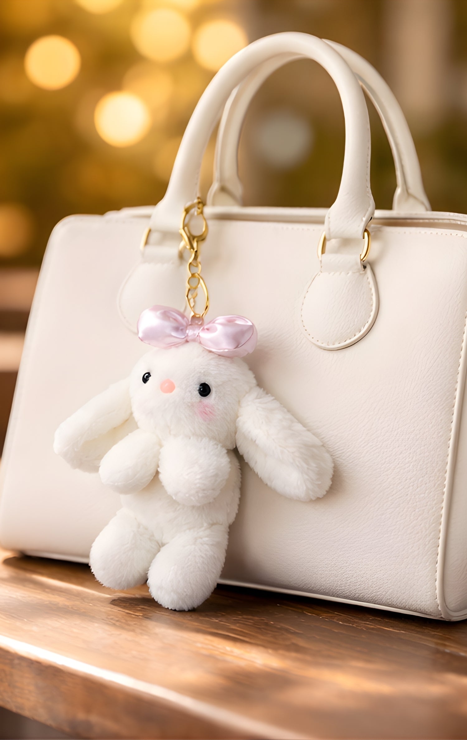Ivory Bow Bunny Plush