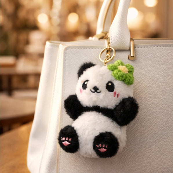 Panda Flower Clip Plush