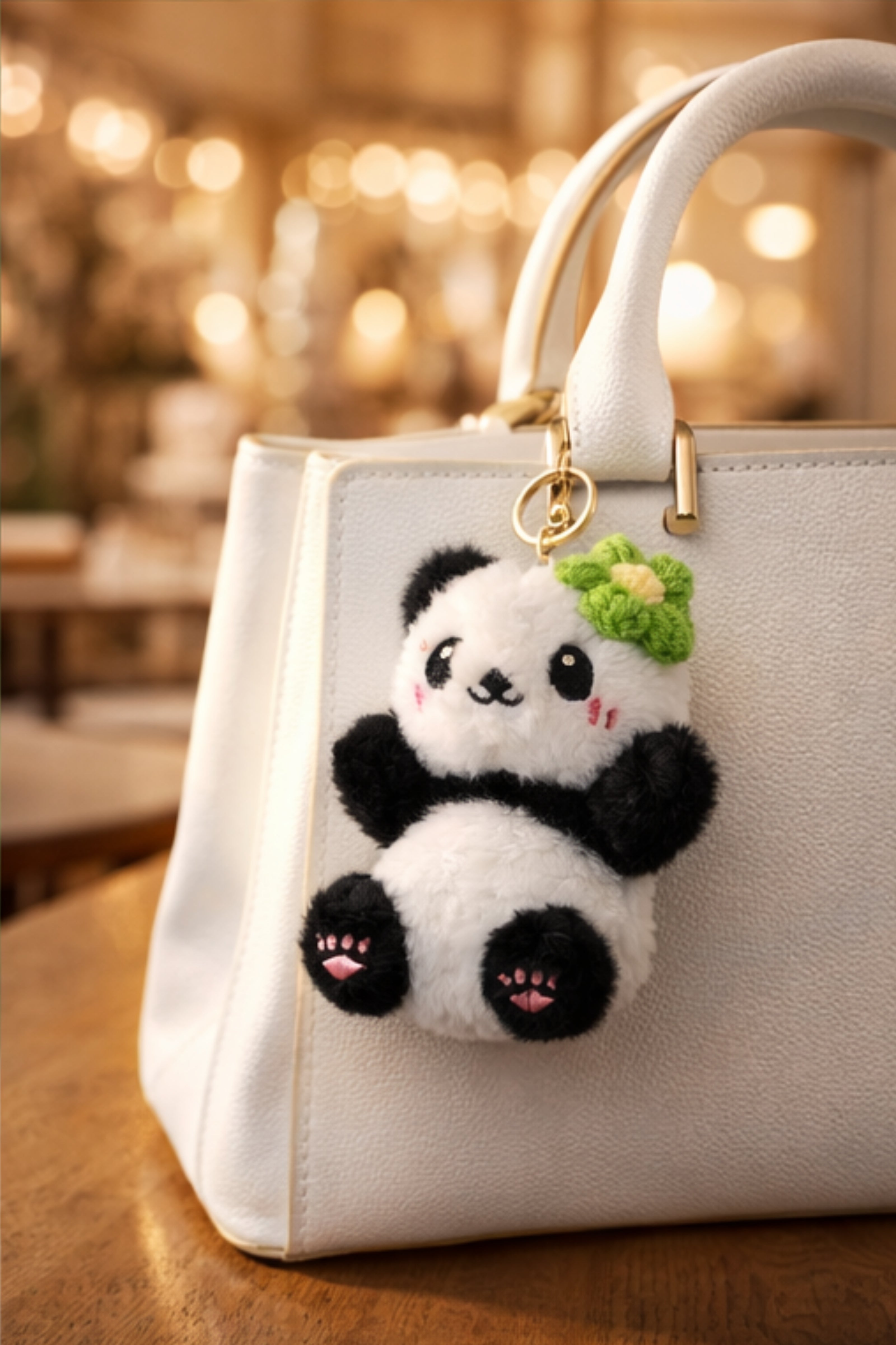 Panda Flower Clip Plush