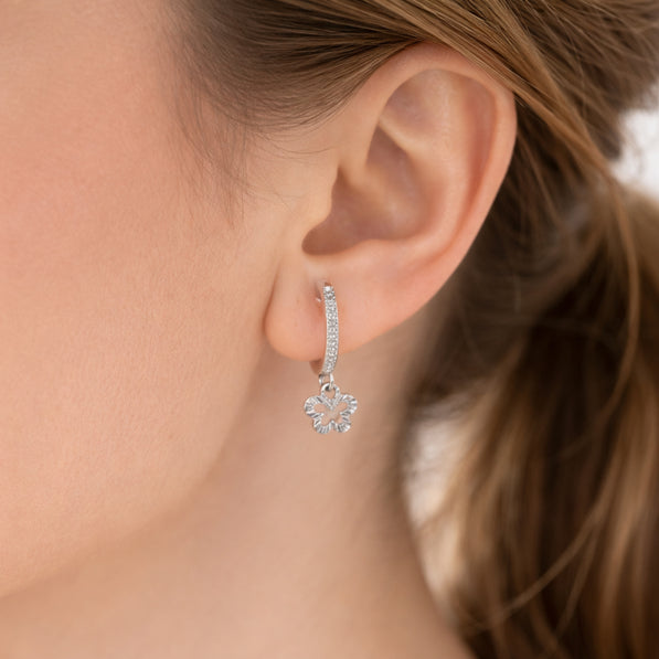 Silver Flutter Charm Hoops
