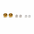Golden Pearl Charm Stud Set