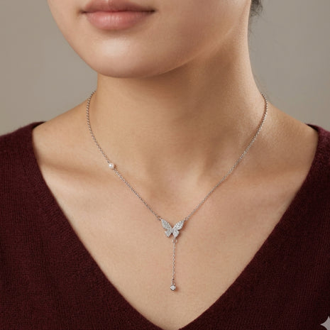 Papillon Argent Silver Butterfly Necklace Chain