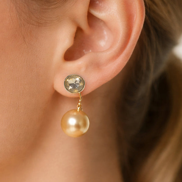 Golden Crystal Back Earrings