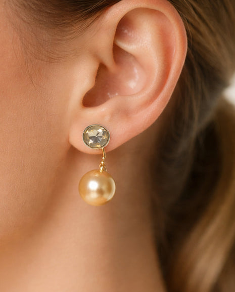 Golden Crystal Back Earrings