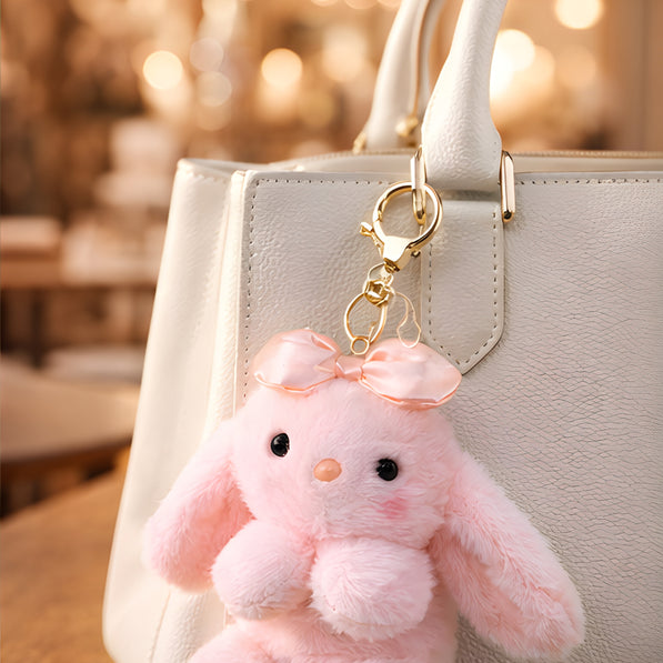 Blush Pink Bow Bunny Plush