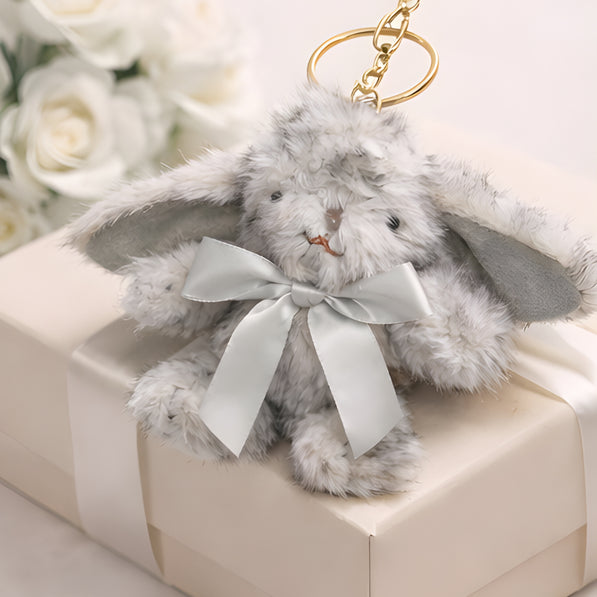 Fluffy Silver Grey Bunny Charm