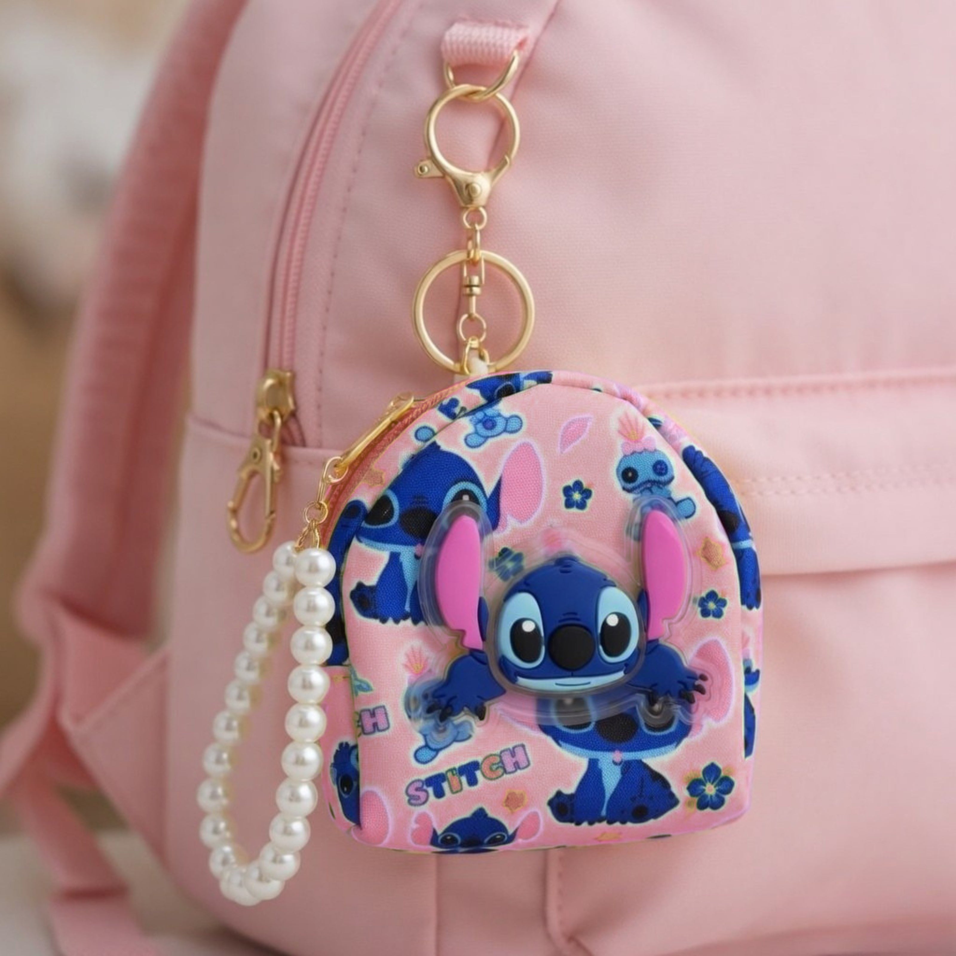 Pink Stitch Mini Bag Charm