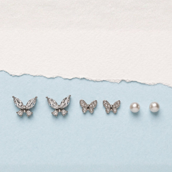 Papillon Crystal Stud Set