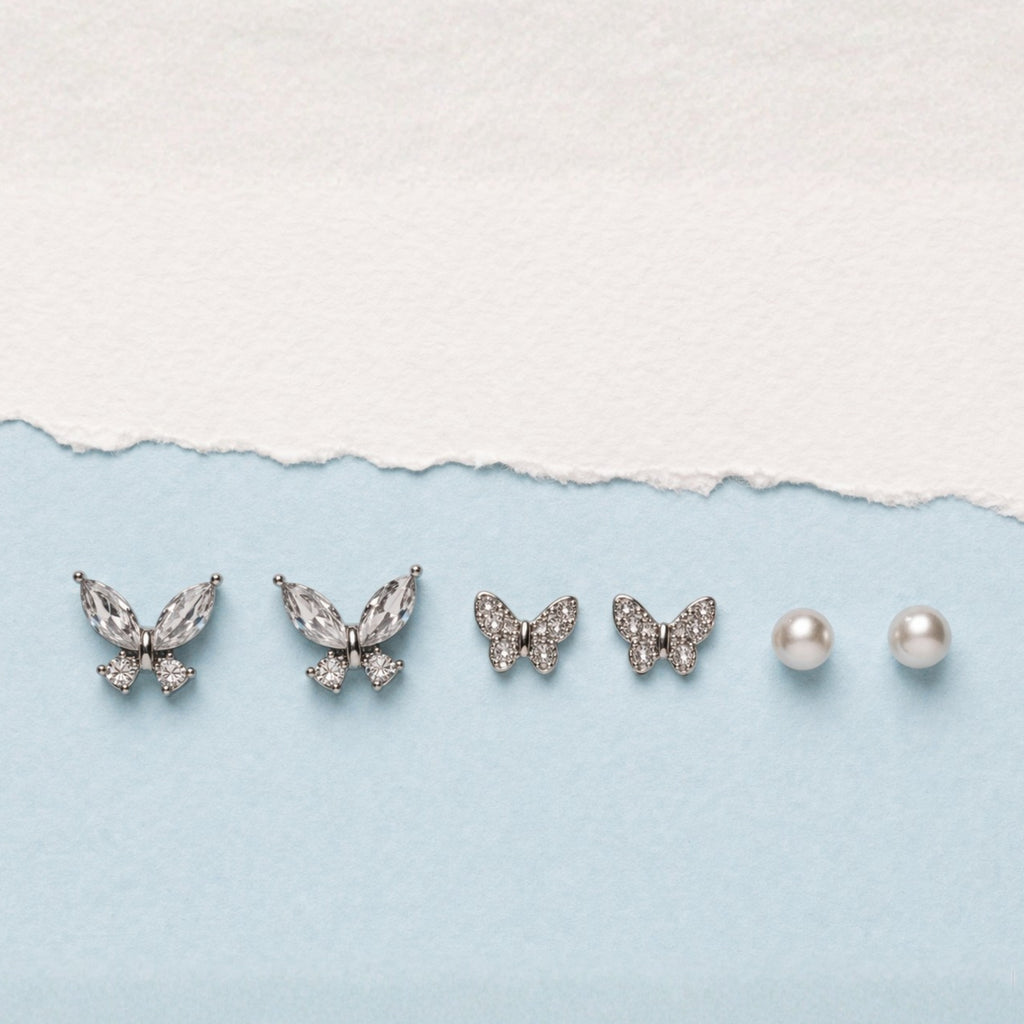 Papillon Crystal Stud Set