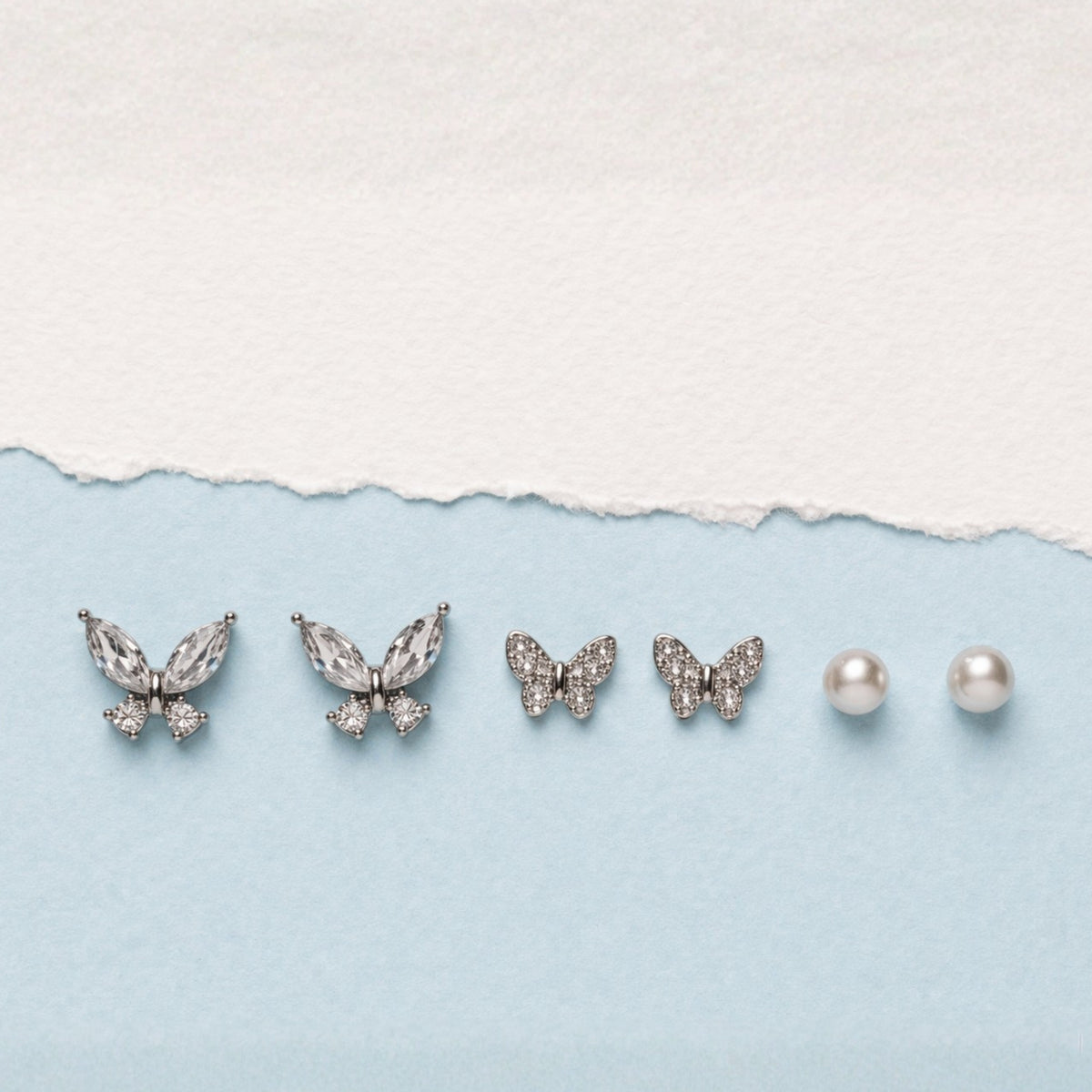 Papillon Crystal Stud Set