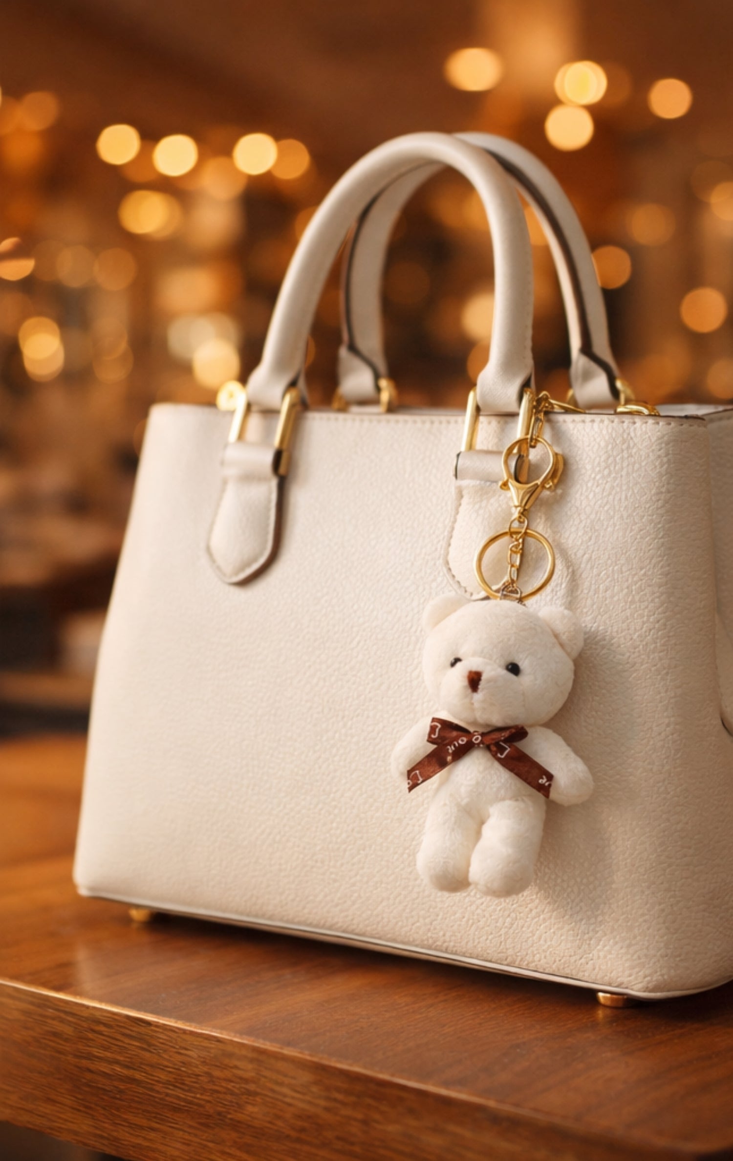 Mini Milky White Teddy Charm