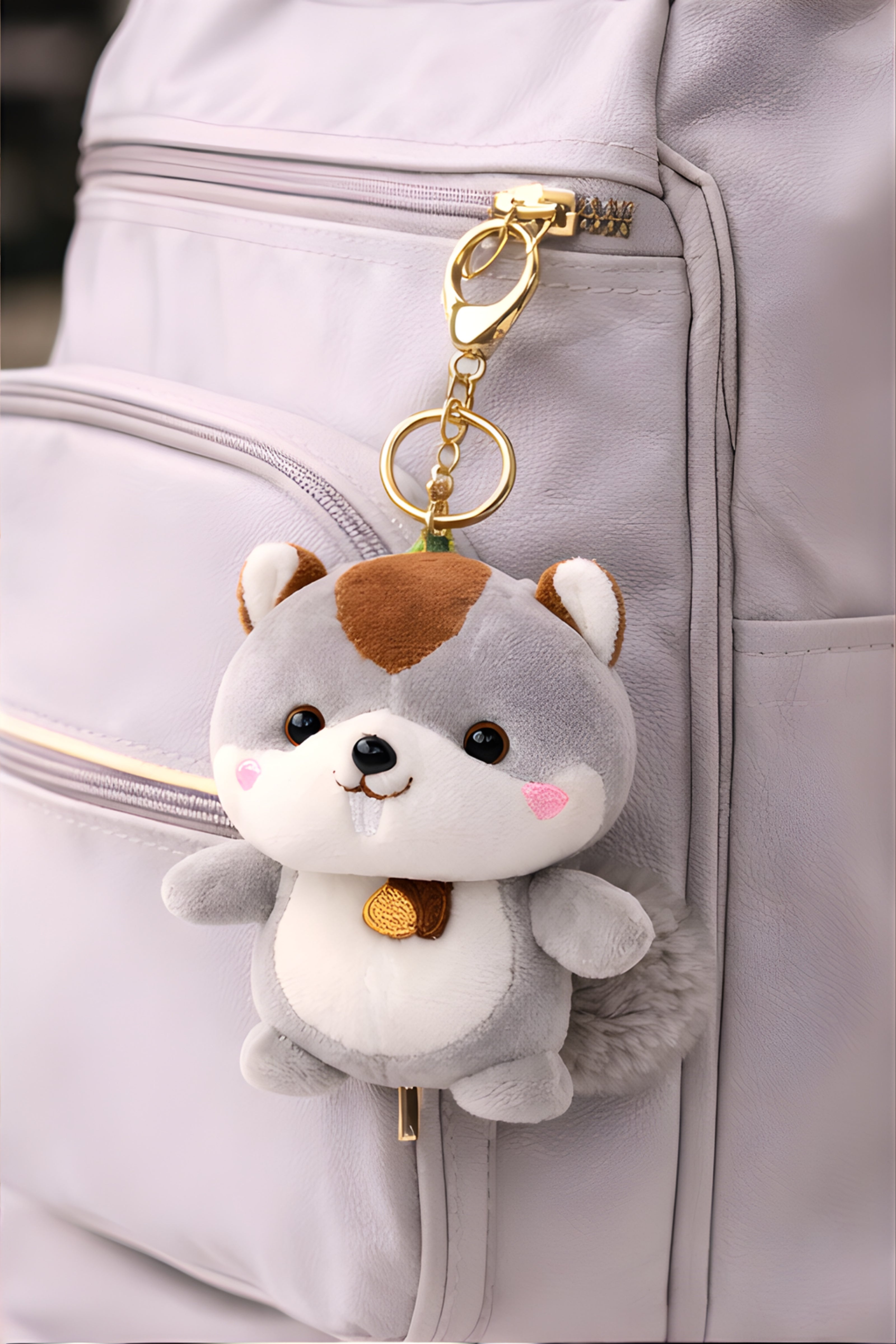 Nutty Grey Squirrel Plush Charm