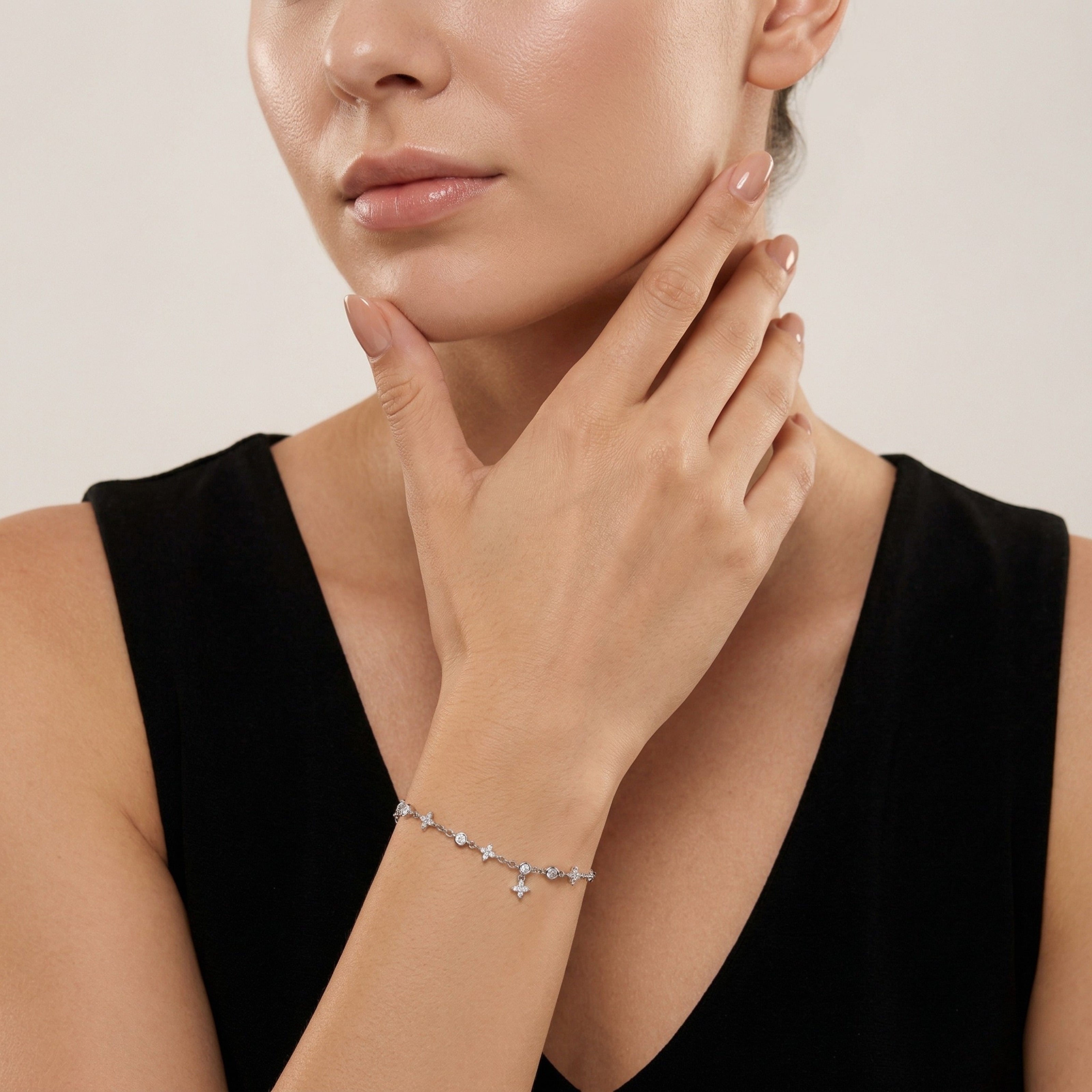 Silver Bloom Sparkle Bracelet