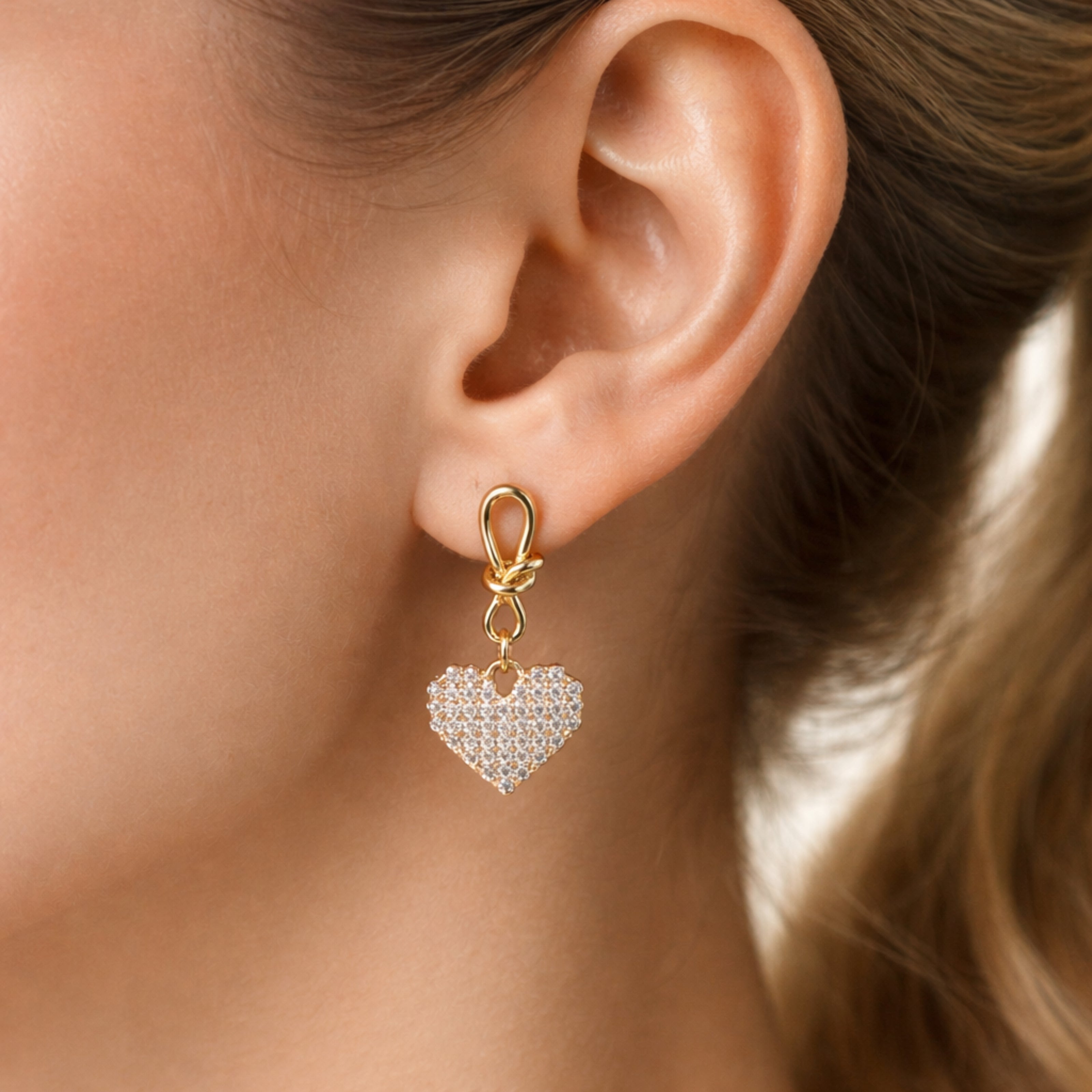 Heart Knot Dangle Earrings