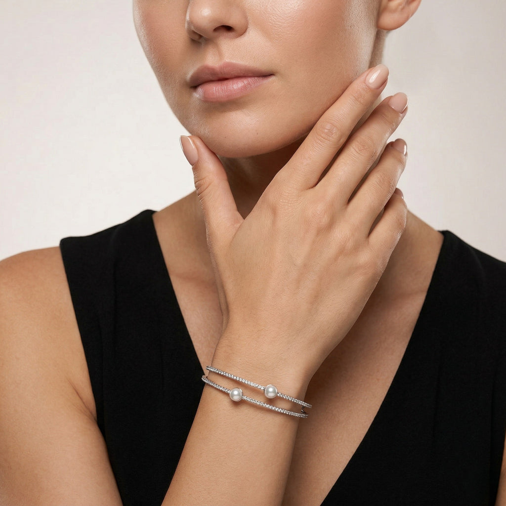 Silver Pearl Bangle