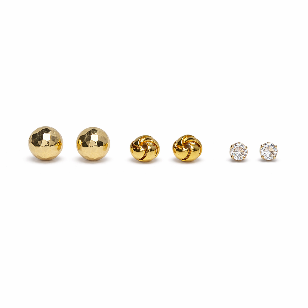 Golden Sphere Knot Stud Set