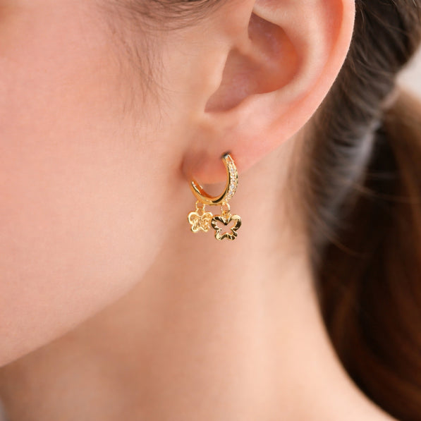 Golden Flutter Charm Hoops