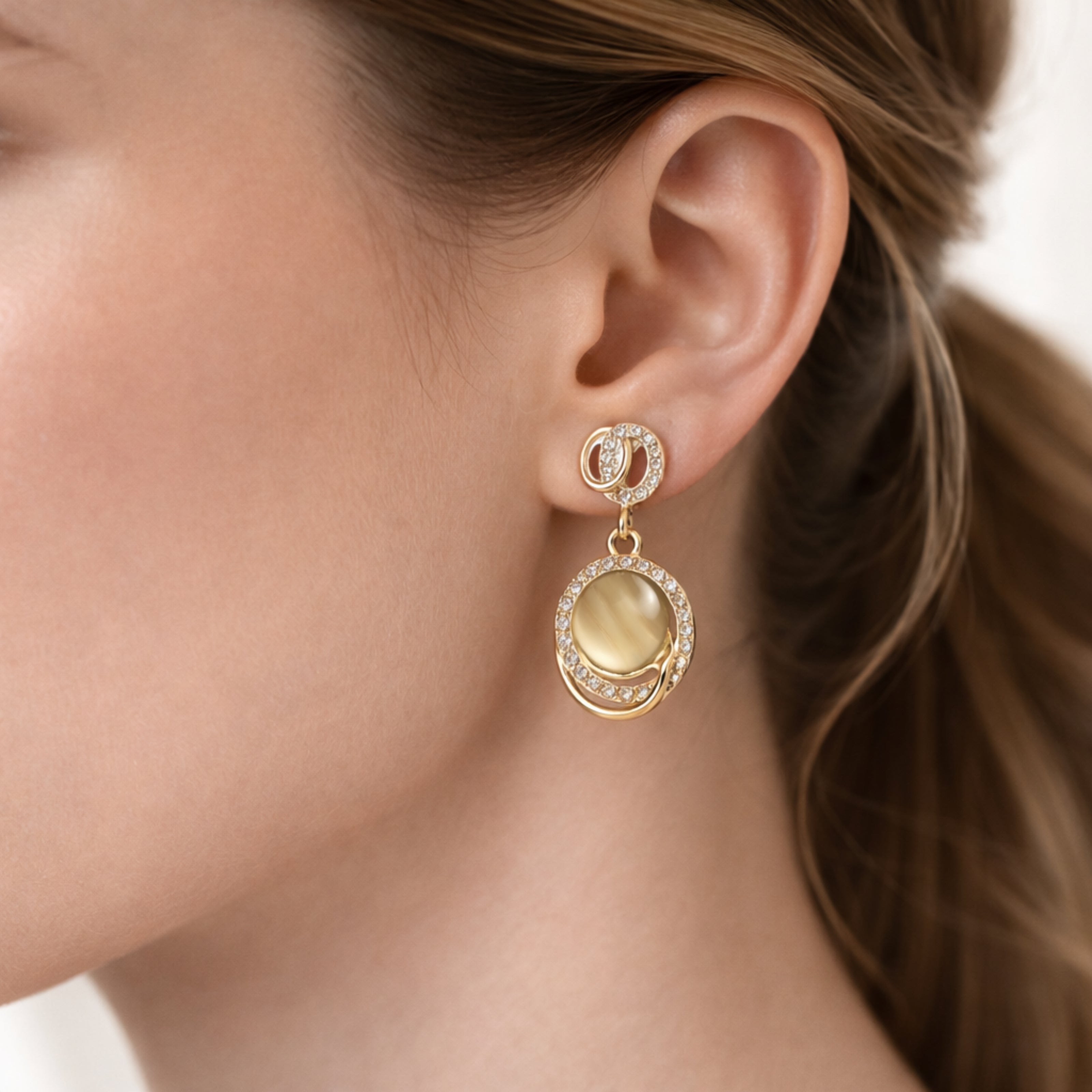 Golden Orbit Drop Earrings