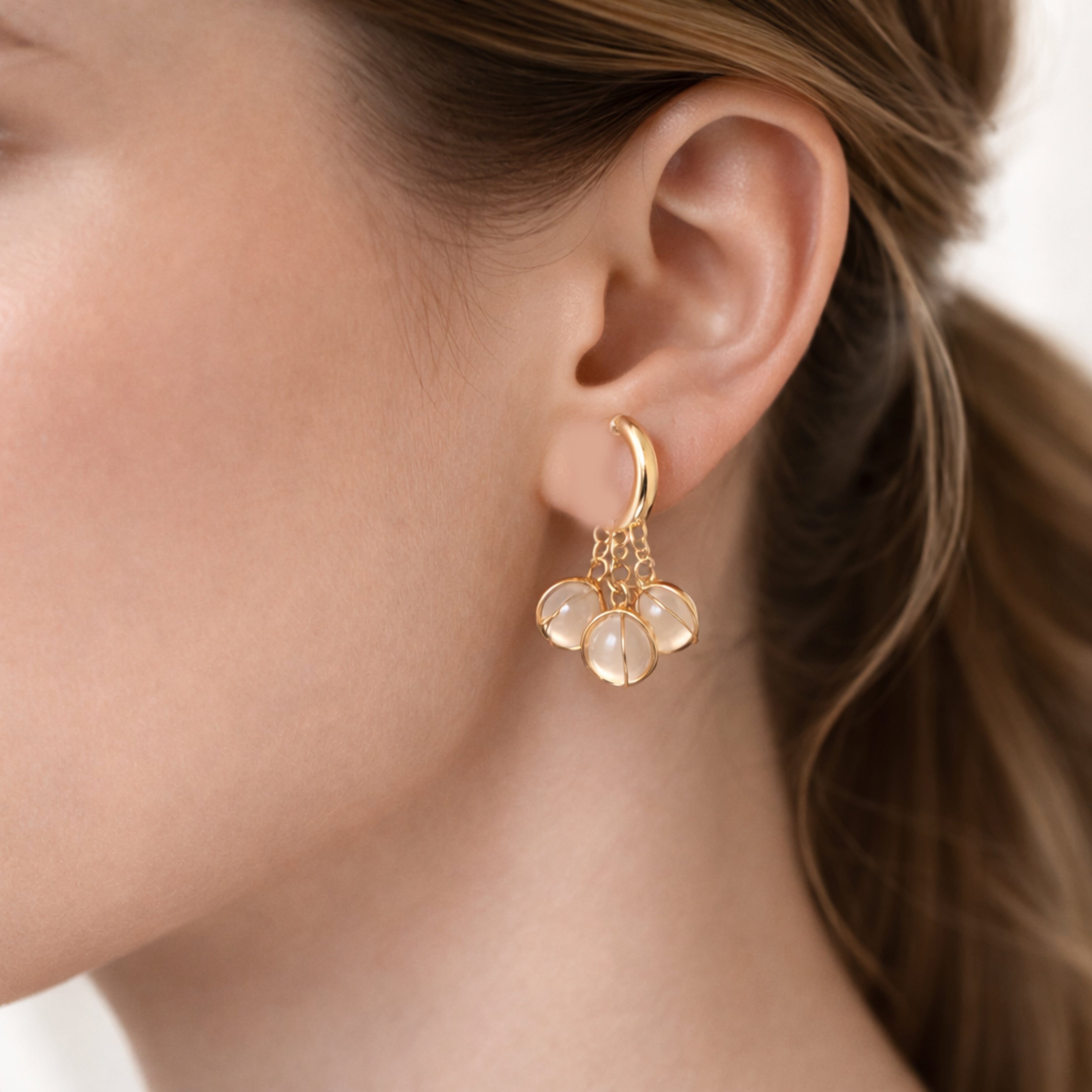 Pearl Drop Huggie Earrings