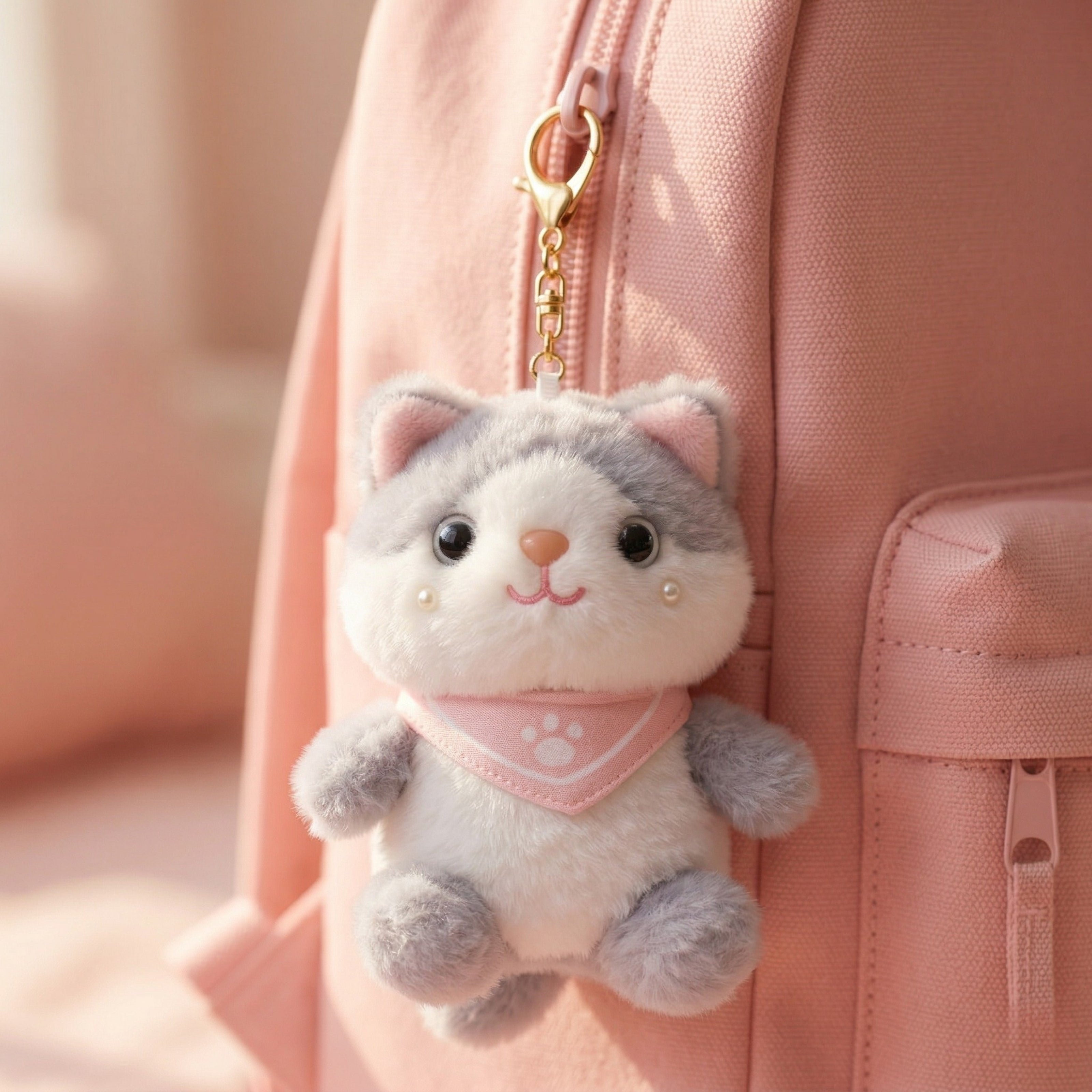 Grey Bandana Cat Plush
